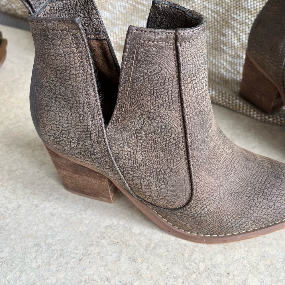 Not Rated Brown Textured Ankle Booties